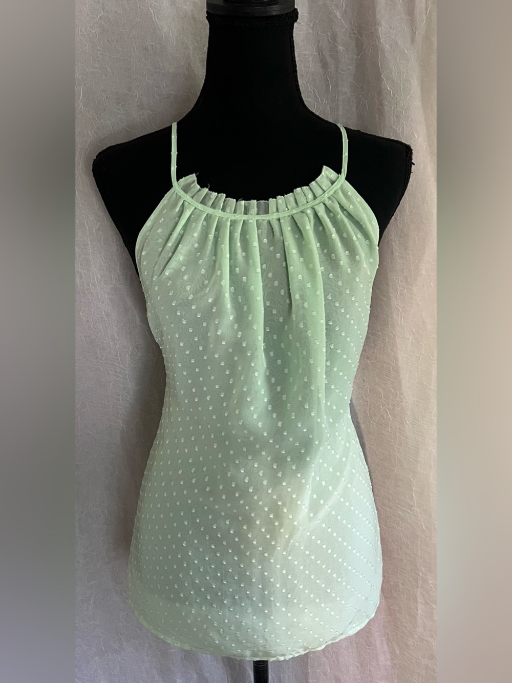 Light Green Dotted Halter tank